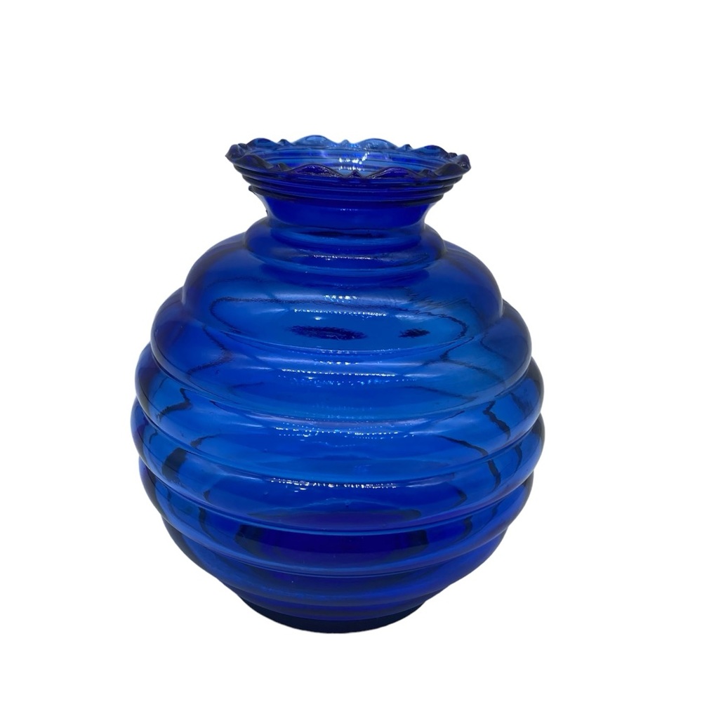 Vintage Cobalt blue honey beehive vase